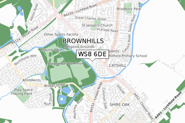 WS8 6DE map - small scale - OS Open Zoomstack (Ordnance Survey)