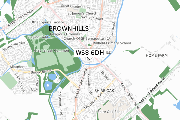 WS8 6DH map - small scale - OS Open Zoomstack (Ordnance Survey)