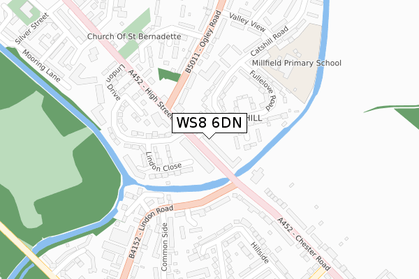 WS8 6DN map - large scale - OS Open Zoomstack (Ordnance Survey)