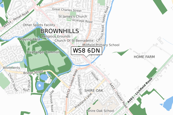 WS8 6DN map - small scale - OS Open Zoomstack (Ordnance Survey)