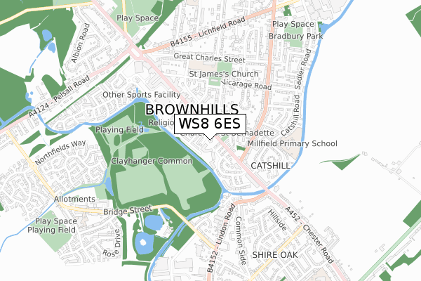 WS8 6ES map - small scale - OS Open Zoomstack (Ordnance Survey)