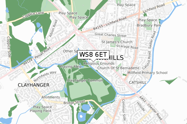 WS8 6ET map - small scale - OS Open Zoomstack (Ordnance Survey)