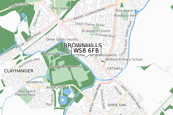 WS8 6FB map - small scale - OS Open Zoomstack (Ordnance Survey)