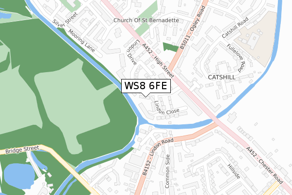 WS8 6FE map - large scale - OS Open Zoomstack (Ordnance Survey)