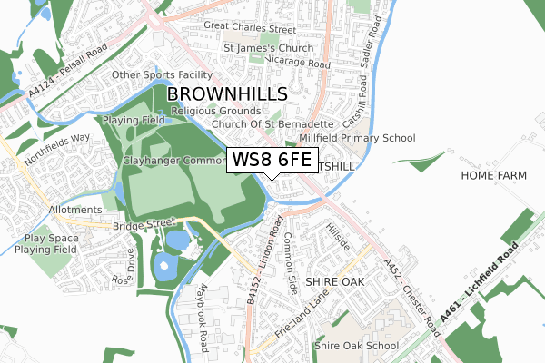 WS8 6FE map - small scale - OS Open Zoomstack (Ordnance Survey)