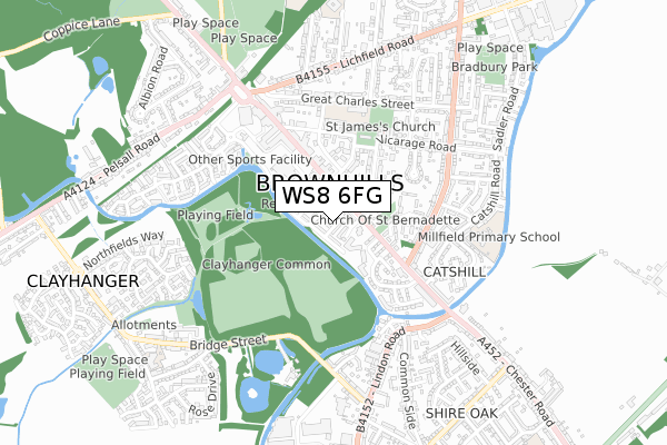 WS8 6FG map - small scale - OS Open Zoomstack (Ordnance Survey)