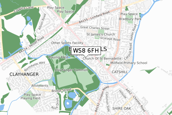 WS8 6FH map - small scale - OS Open Zoomstack (Ordnance Survey)