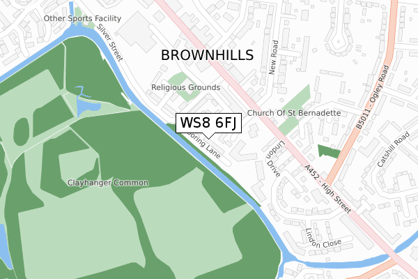 WS8 6FJ map - large scale - OS Open Zoomstack (Ordnance Survey)