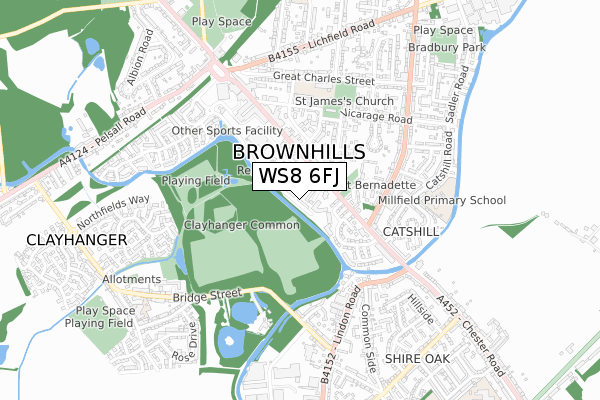 WS8 6FJ map - small scale - OS Open Zoomstack (Ordnance Survey)