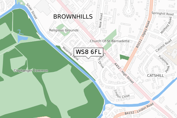 WS8 6FL map - large scale - OS Open Zoomstack (Ordnance Survey)