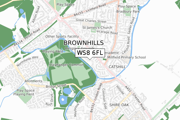 WS8 6FL map - small scale - OS Open Zoomstack (Ordnance Survey)