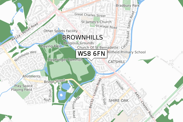 WS8 6FN map - small scale - OS Open Zoomstack (Ordnance Survey)