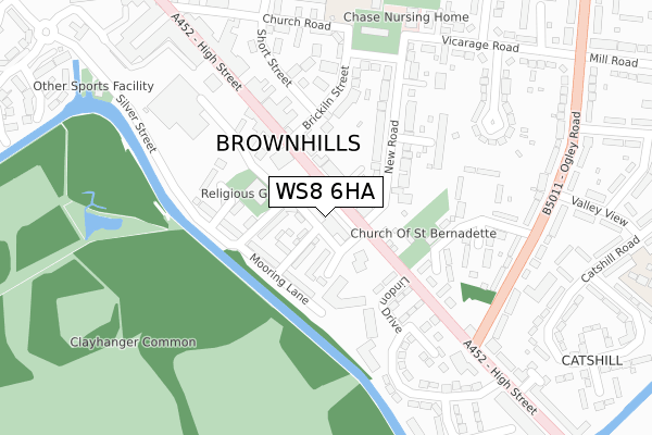 WS8 6HA map - large scale - OS Open Zoomstack (Ordnance Survey)