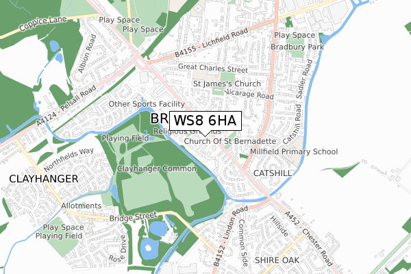 WS8 6HA map - small scale - OS Open Zoomstack (Ordnance Survey)