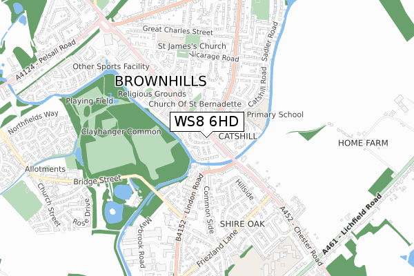 WS8 6HD map - small scale - OS Open Zoomstack (Ordnance Survey)