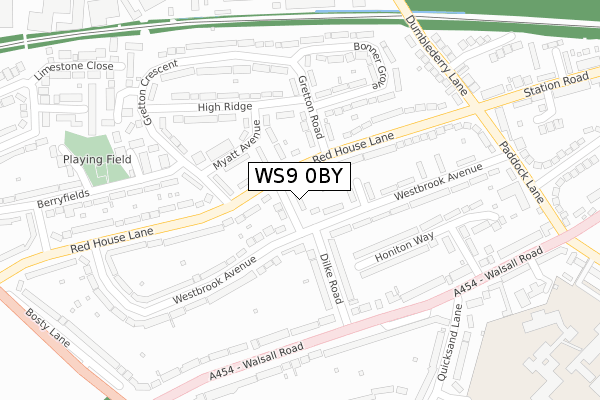 WS9 0BY map - large scale - OS Open Zoomstack (Ordnance Survey)