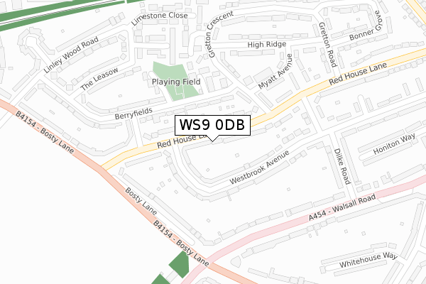 WS9 0DB map - large scale - OS Open Zoomstack (Ordnance Survey)