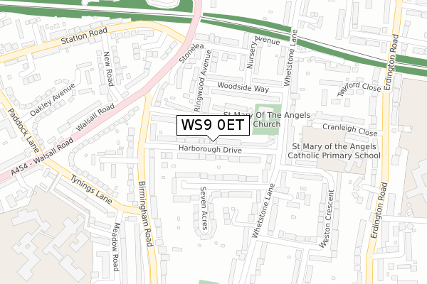 WS9 0ET map - large scale - OS Open Zoomstack (Ordnance Survey)