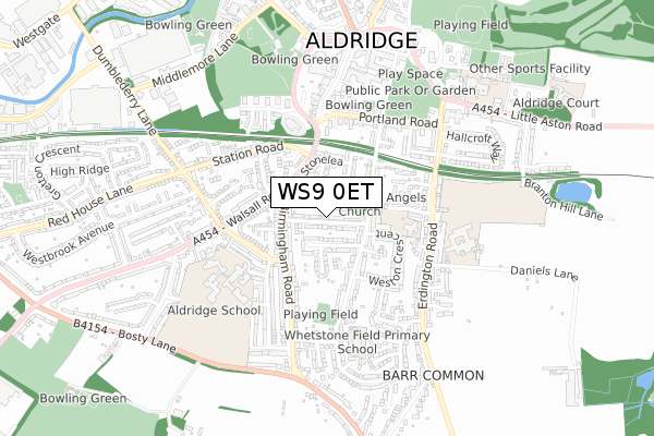 WS9 0ET map - small scale - OS Open Zoomstack (Ordnance Survey)