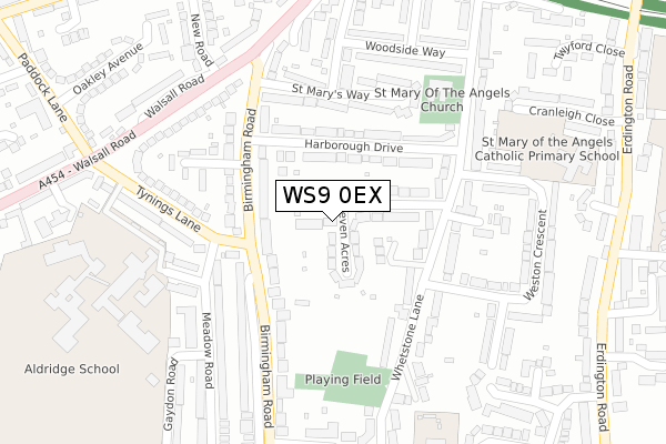 WS9 0EX map - large scale - OS Open Zoomstack (Ordnance Survey)