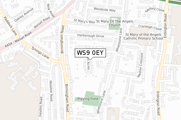 WS9 0EY map - large scale - OS Open Zoomstack (Ordnance Survey)