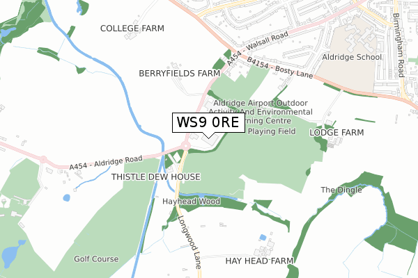 WS9 0RE map - small scale - OS Open Zoomstack (Ordnance Survey)