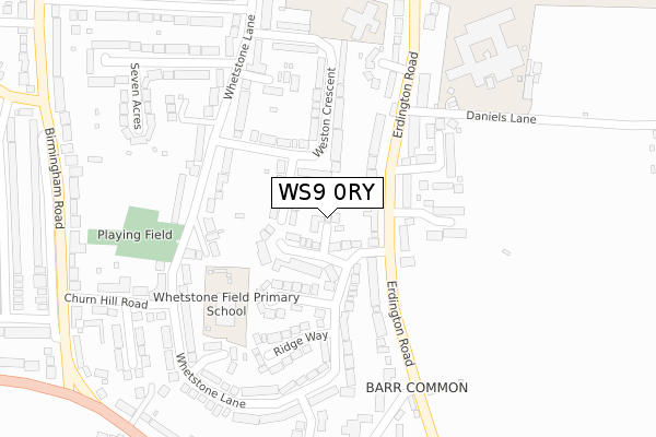 WS9 0RY map - large scale - OS Open Zoomstack (Ordnance Survey)