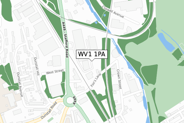 WV1 1PA map - large scale - OS Open Zoomstack (Ordnance Survey)