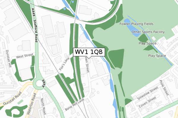 WV1 1QB map - large scale - OS Open Zoomstack (Ordnance Survey)