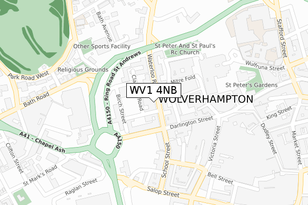 WV1 4NB map - large scale - OS Open Zoomstack (Ordnance Survey)