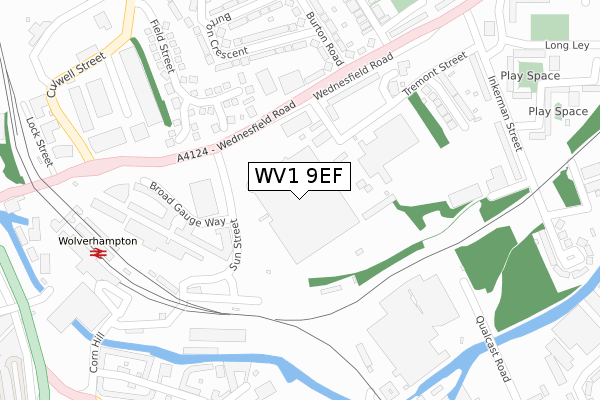 WV1 9EF map - large scale - OS Open Zoomstack (Ordnance Survey)