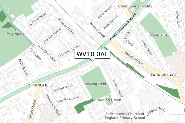 WV10 0AL map - large scale - OS Open Zoomstack (Ordnance Survey)