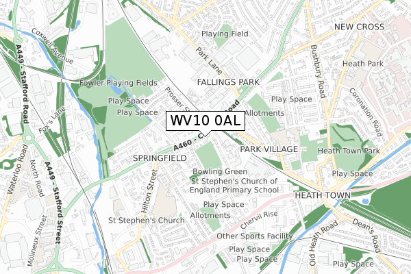 WV10 0AL map - small scale - OS Open Zoomstack (Ordnance Survey)