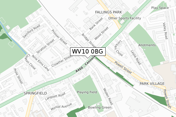 WV10 0BG map - large scale - OS Open Zoomstack (Ordnance Survey)