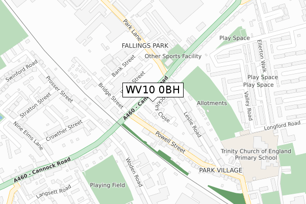 WV10 0BH map - large scale - OS Open Zoomstack (Ordnance Survey)