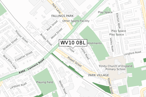 WV10 0BL map - large scale - OS Open Zoomstack (Ordnance Survey)