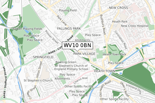 WV10 0BN map - small scale - OS Open Zoomstack (Ordnance Survey)