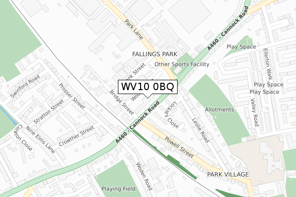 WV10 0BQ map - large scale - OS Open Zoomstack (Ordnance Survey)