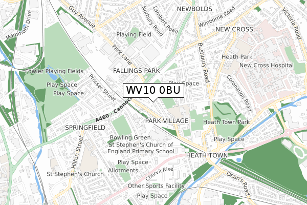 WV10 0BU map - small scale - OS Open Zoomstack (Ordnance Survey)