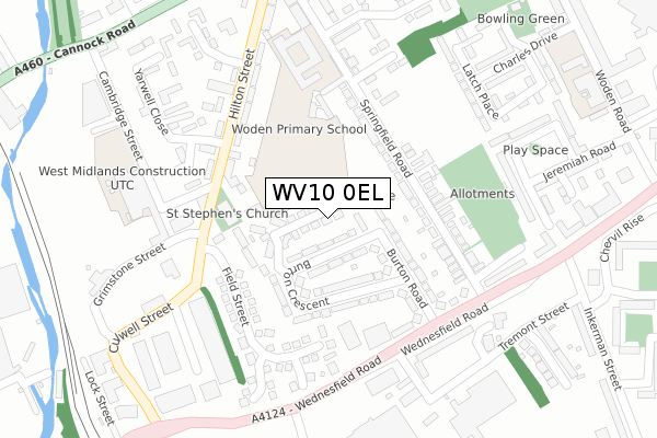 WV10 0EL map - large scale - OS Open Zoomstack (Ordnance Survey)