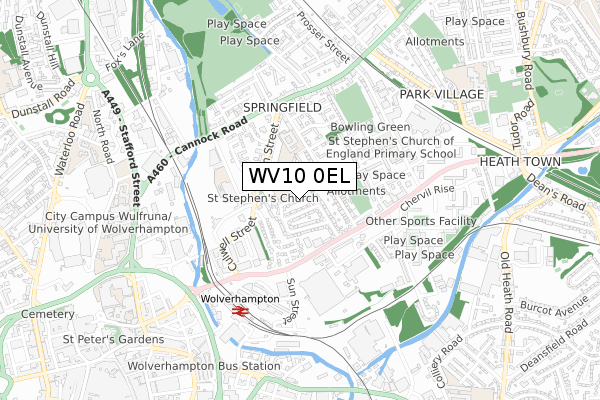 WV10 0EL map - small scale - OS Open Zoomstack (Ordnance Survey)