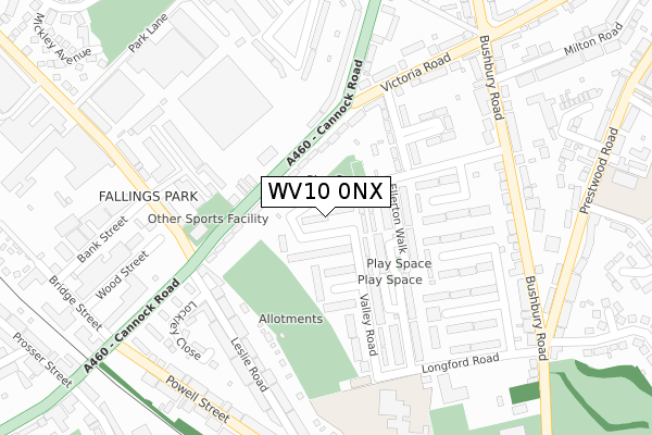 WV10 0NX map - large scale - OS Open Zoomstack (Ordnance Survey)