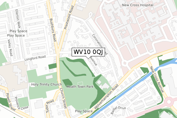 WV10 0QJ map - large scale - OS Open Zoomstack (Ordnance Survey)