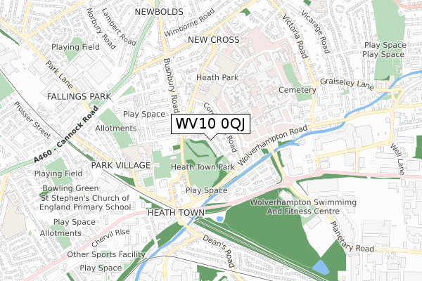 WV10 0QJ map - small scale - OS Open Zoomstack (Ordnance Survey)