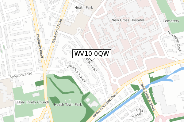 WV10 0QW map - large scale - OS Open Zoomstack (Ordnance Survey)