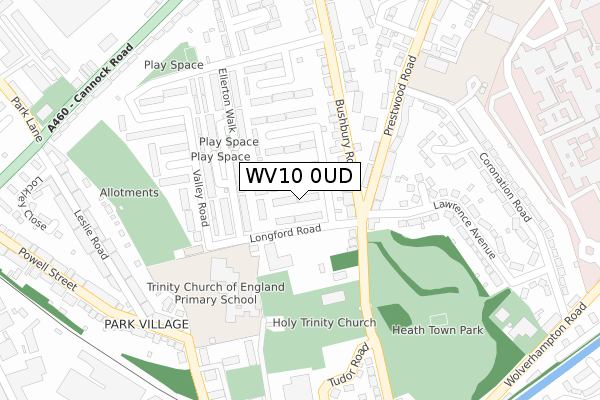 WV10 0UD map - large scale - OS Open Zoomstack (Ordnance Survey)