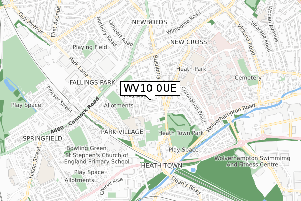 WV10 0UE map - small scale - OS Open Zoomstack (Ordnance Survey)