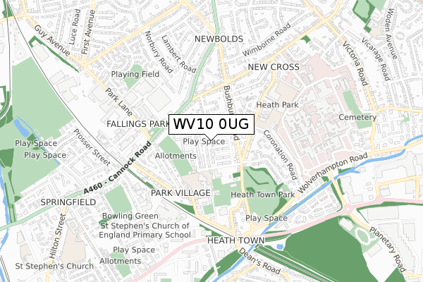 WV10 0UG map - small scale - OS Open Zoomstack (Ordnance Survey)