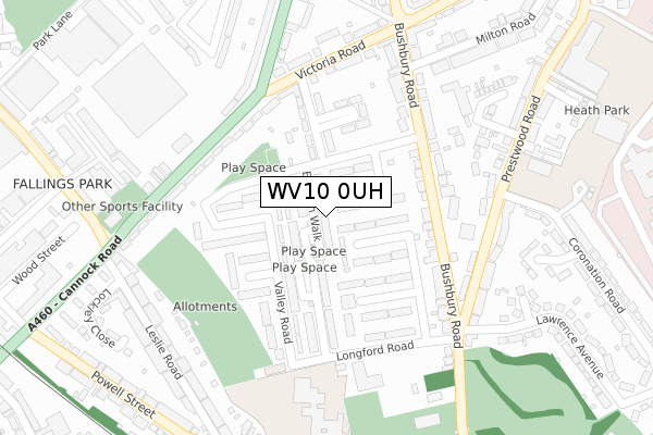 WV10 0UH map - large scale - OS Open Zoomstack (Ordnance Survey)