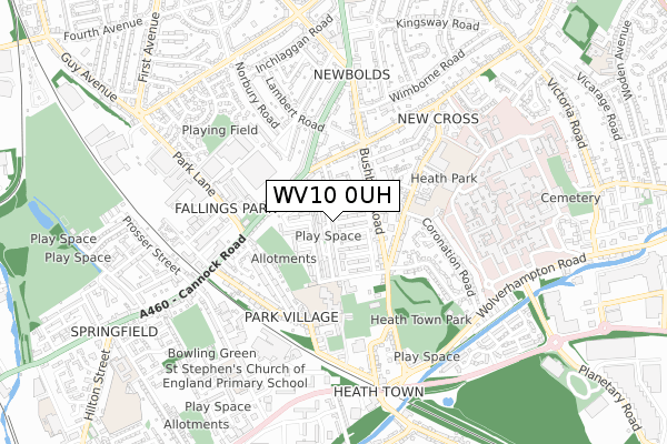 WV10 0UH map - small scale - OS Open Zoomstack (Ordnance Survey)